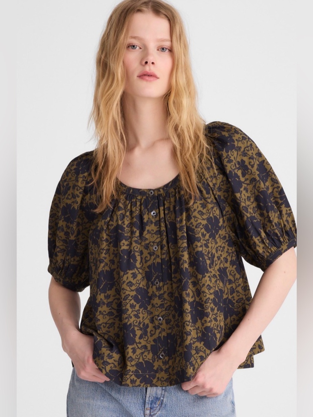 NWOT Madewell Puff-Sleeve A-Line Top